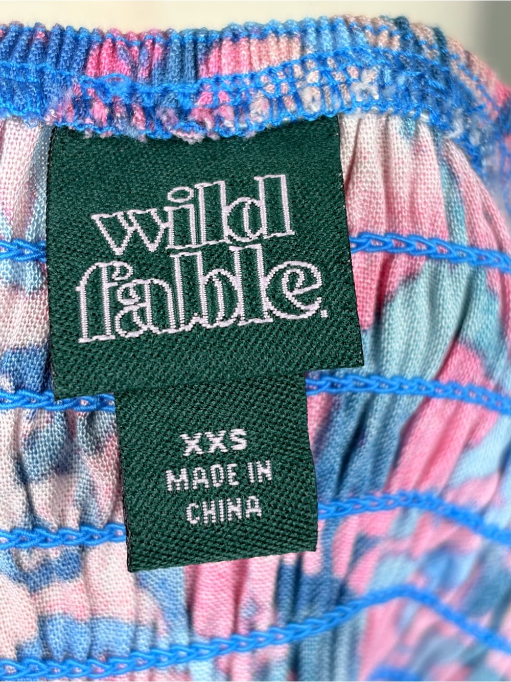 NWT Wild Fable Floral Tiered Mini Dress XXS Pink Blue Button Front Boho - Picture 7 of 9
